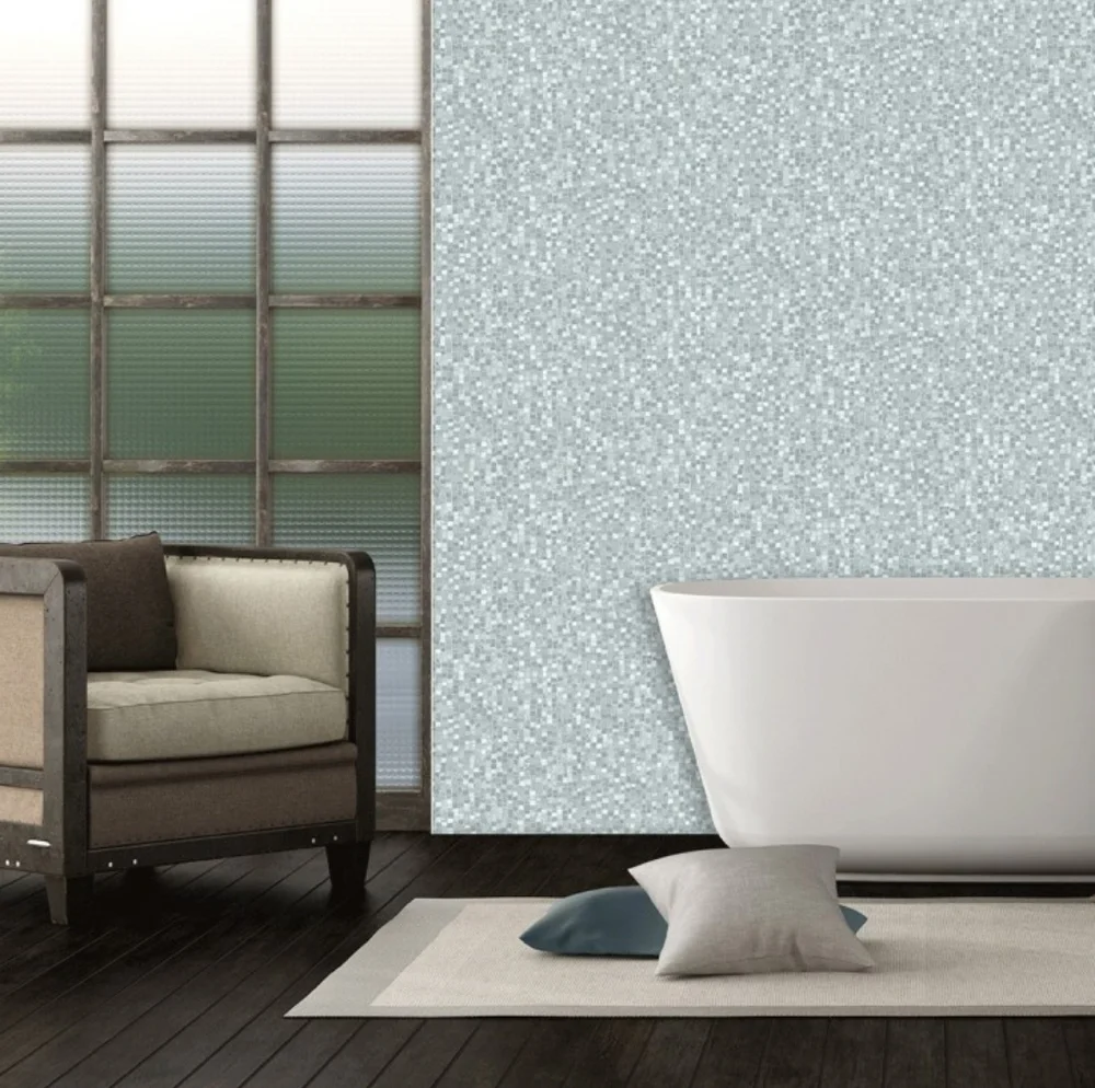 Wallpaper Gray Mosaic Tile Textured